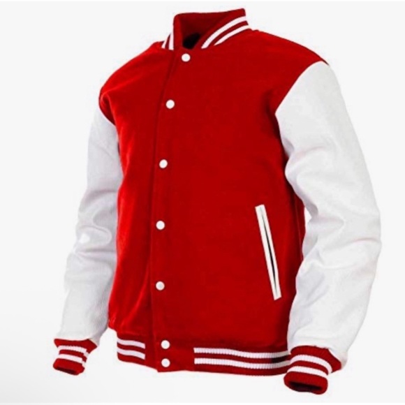 Red and White Varsity Jacket - Picture 1 of 9